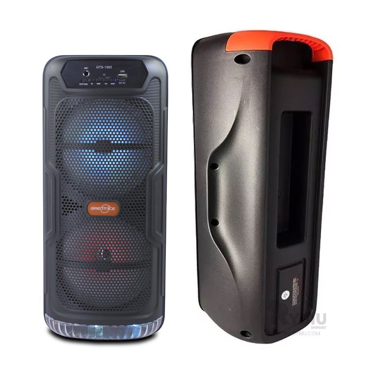 RYBIU IMPORT - Bocina Funcional GTS-1565 en Negro Y+Banderitas Adhesivas