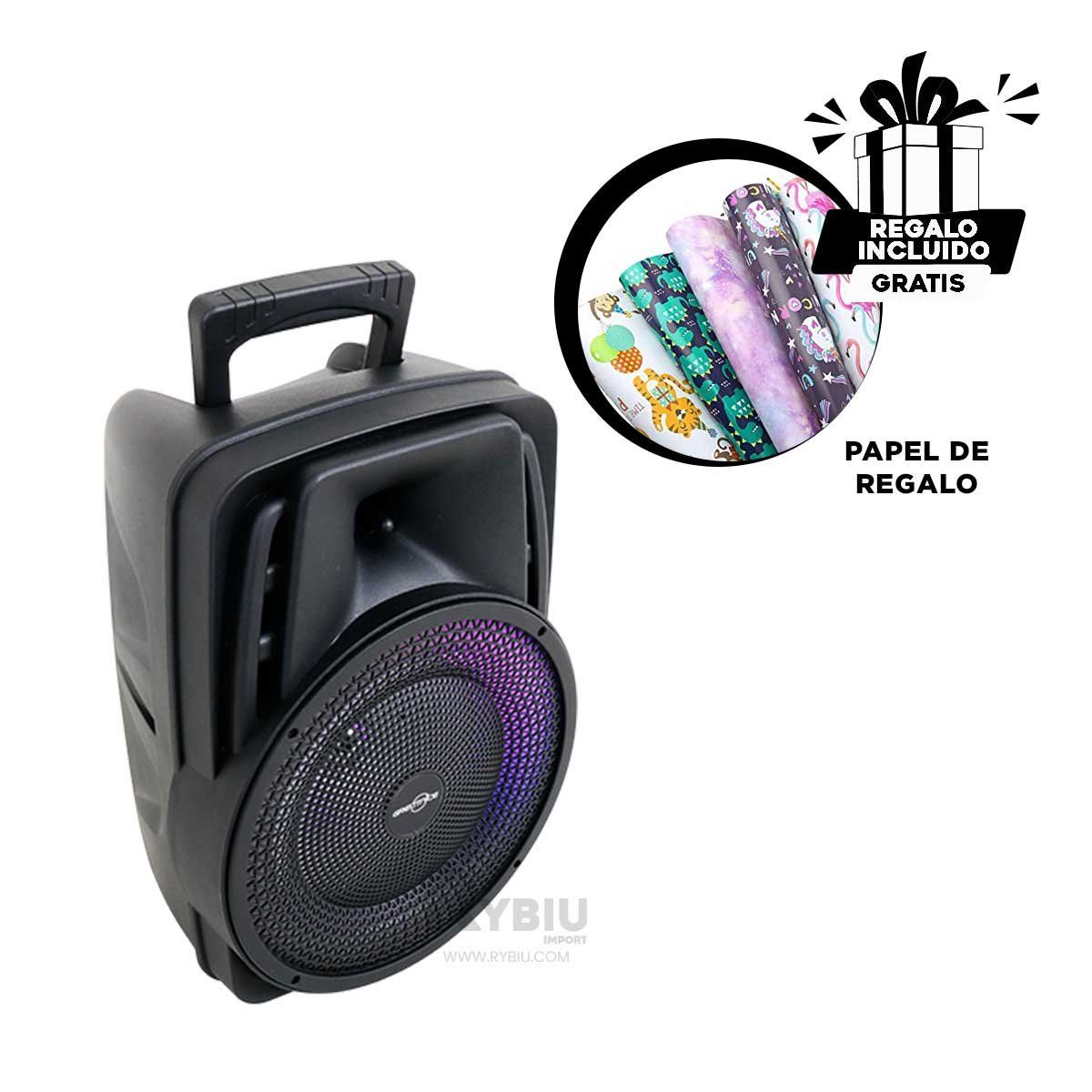 RYBIU IMPORT - Bocina Funcional GTS-1567 en Negro Y+Banderitas Adhesivas