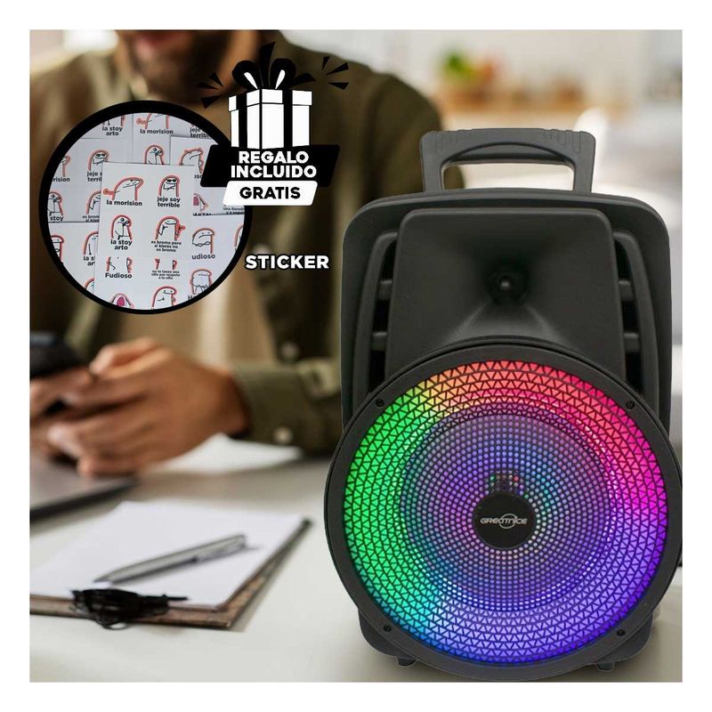 RYBIU IMPORT - Bocina Util GTS-1567 en Negro Y+Regalo Ligas para Peinar