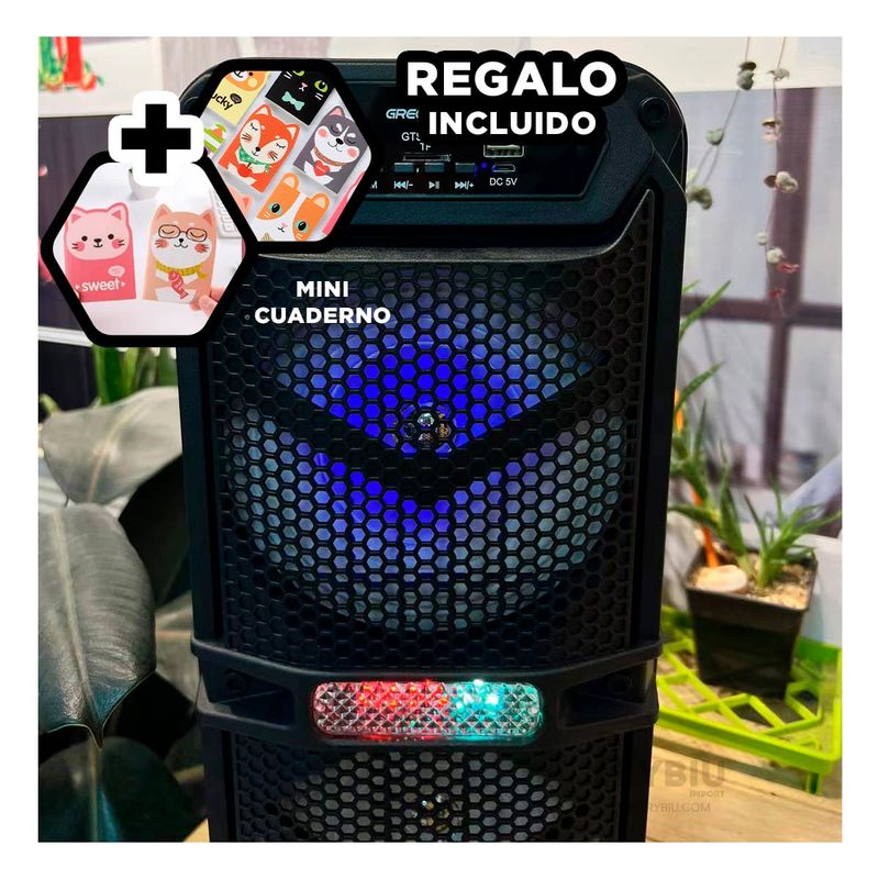 RYBIU IMPORT - Altavoz de Casa Eficaz GTS-1620 Negro Y+Regalo Stickers