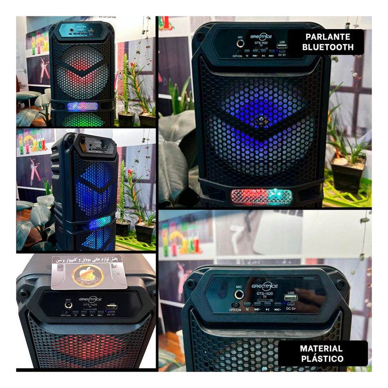 RYBIU IMPORT - Altavoz Compacto y Util GTS-1620 Negro Y+Gift MiniAgenda