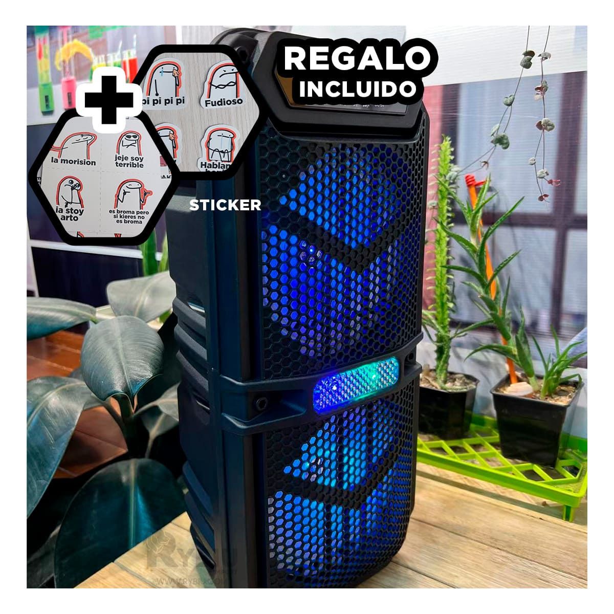 RYBIU IMPORT - Bocina con Conexion BT GTS-1620 Negro Y+Post-it Adhesivos