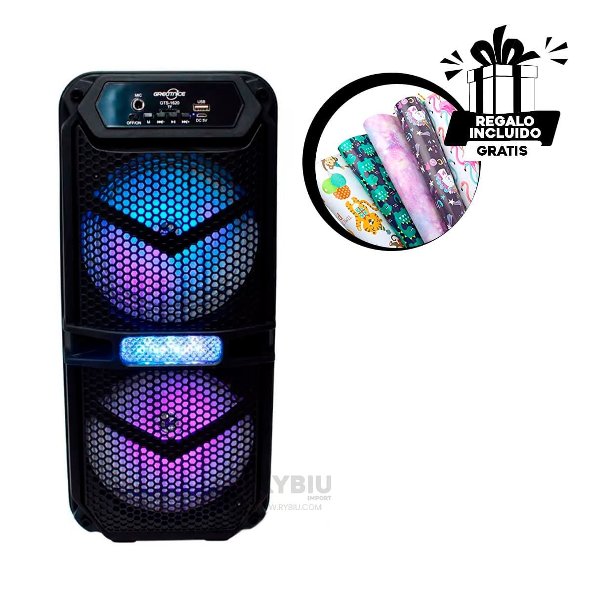 RYBIU IMPORT - Altavoz Ideal para Fiestas GTS-1620 Negro Y+Gift Stickers