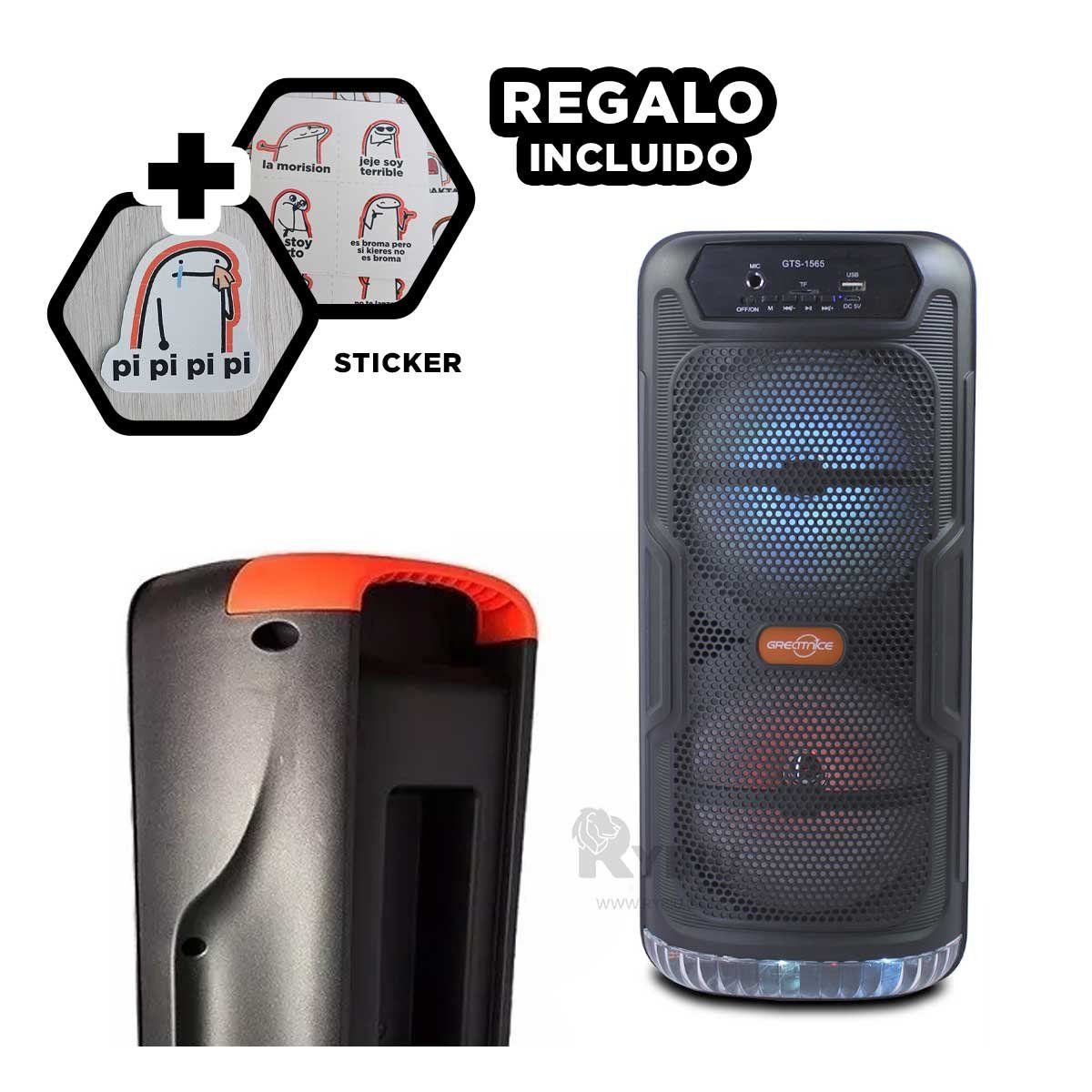 RYBIU IMPORT - Bocina Bluetooth Moderno GTS-1565 en Negro Y+Ligas de Regalo