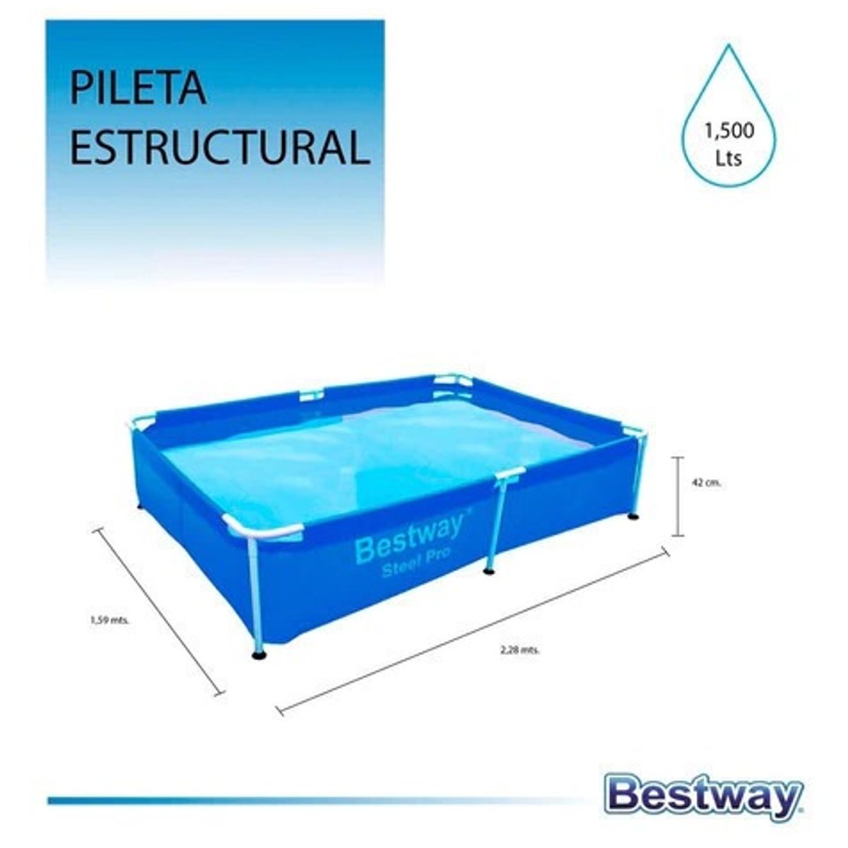 BESTWAY - BESTWAY - PISCINA RECTANGULAR ESTRUCTURAL  DE 228X159X42CM