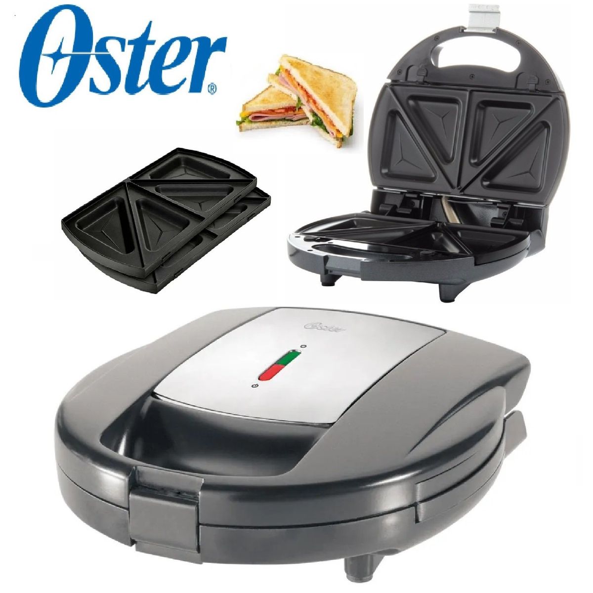 OSTER - Sandwichera Eléctrica Compacta Bandeja Desmontable CKSTSM3891
