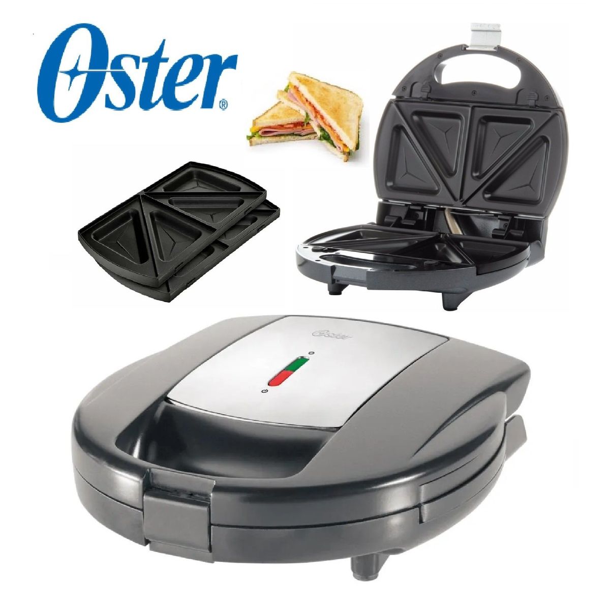 OSTER - Sandwichera Eléctrica Compacta Bandeja Desmontable CKSTSM3891