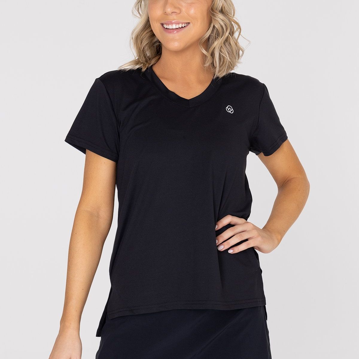 BSOUL - Polo Manga Corta Bsoul Mujer V-Neck Negro BSOUL