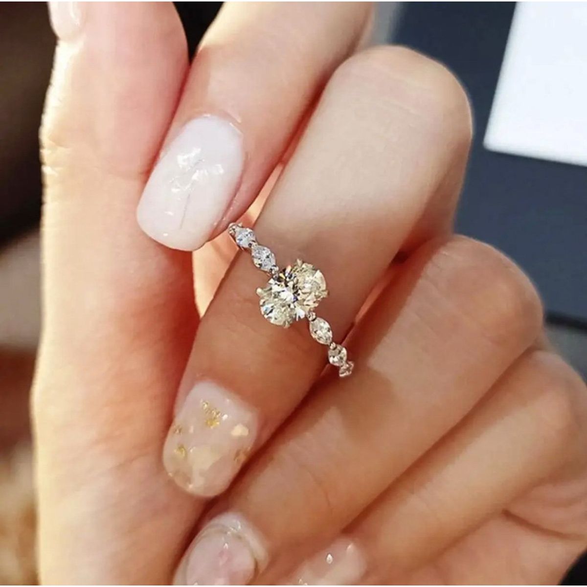 LA TIENDA 88 JOYAS Y ACCESORIOS - La Tienda 88 - Anillo De Compromiso Mujer Bañado Oro 18k - Blanco