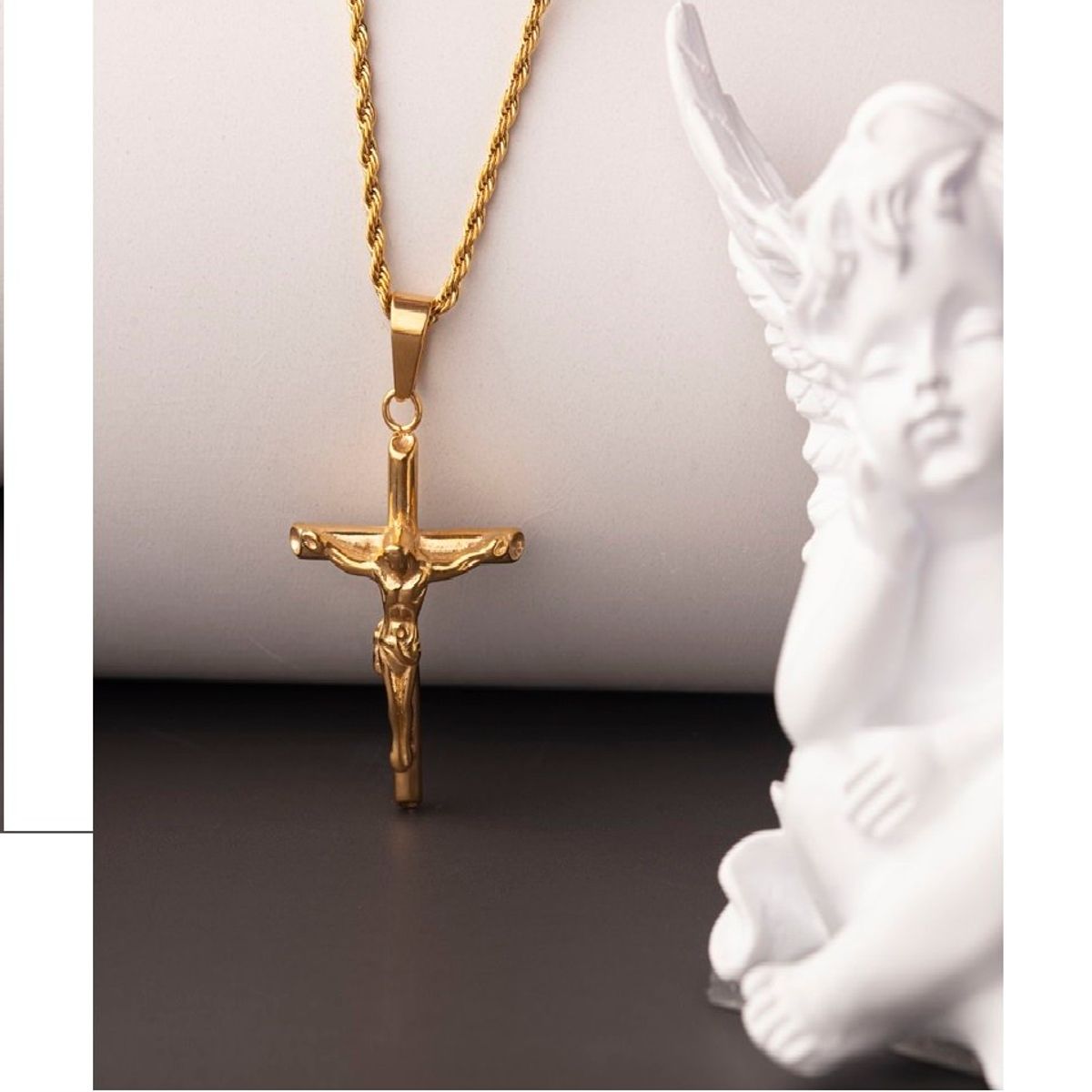 OEM - Collar Hombre Crucifijo Fino Acero Inoxidable Regala x SAN VALENTIN