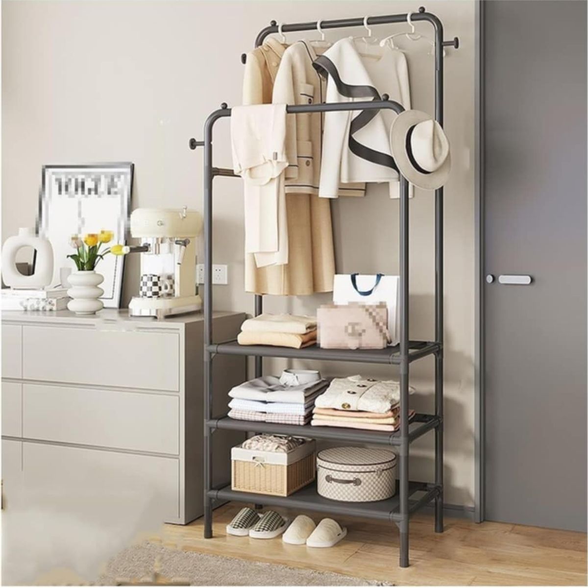 GENERICO - Organizador Perchero Doble Zapatero Colgador Estante 3 Nivel