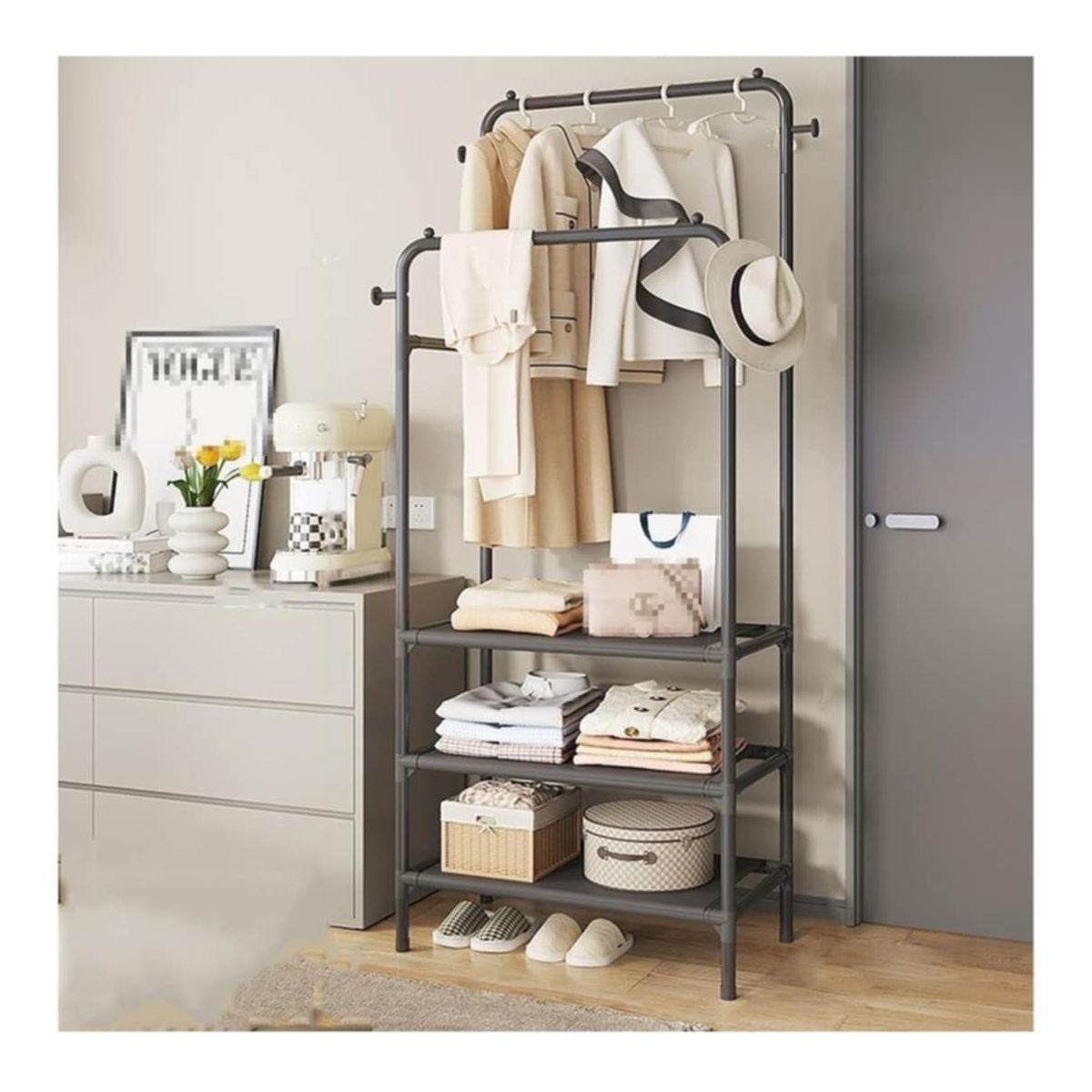 GENERICO - Organizador Perchero Doble Zapatero Colgador Estante 3 Nivel