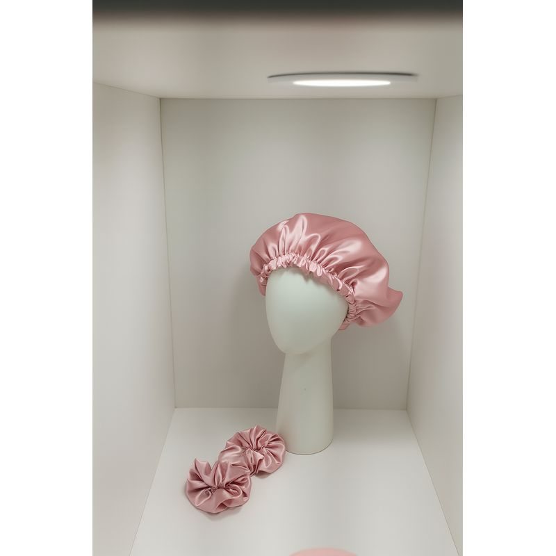 GENERICO - GORRO PARA DORMIR PALO ROSA DE SATIN POR LOS DOS LADOS