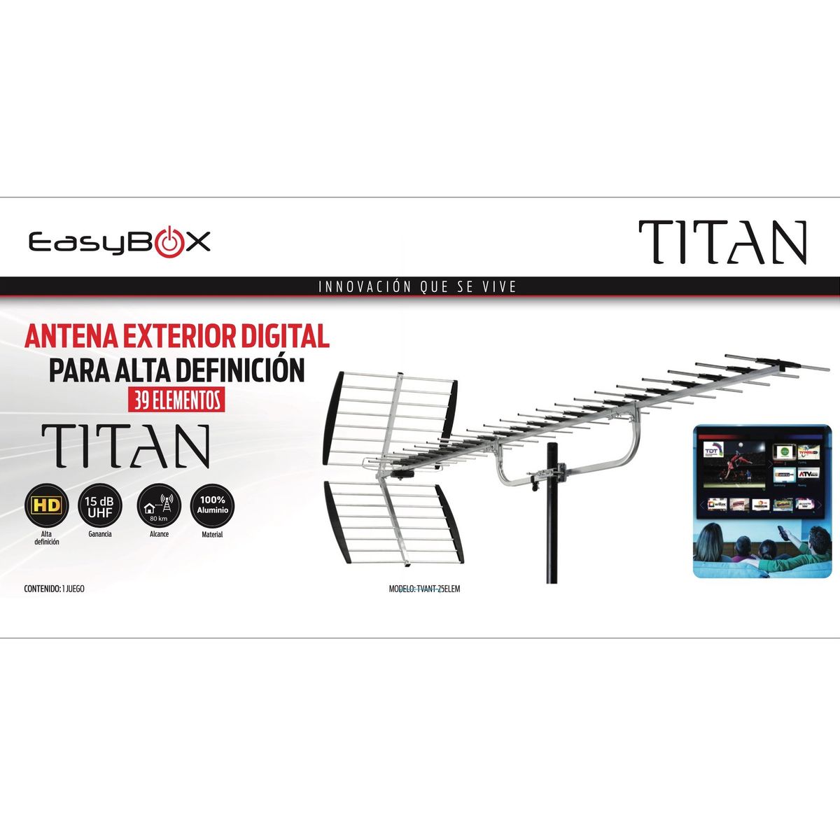 Easy Corp - ANTENA DIGITAL TITAN HD 2040 - PARA VARIOS TELEVISORES