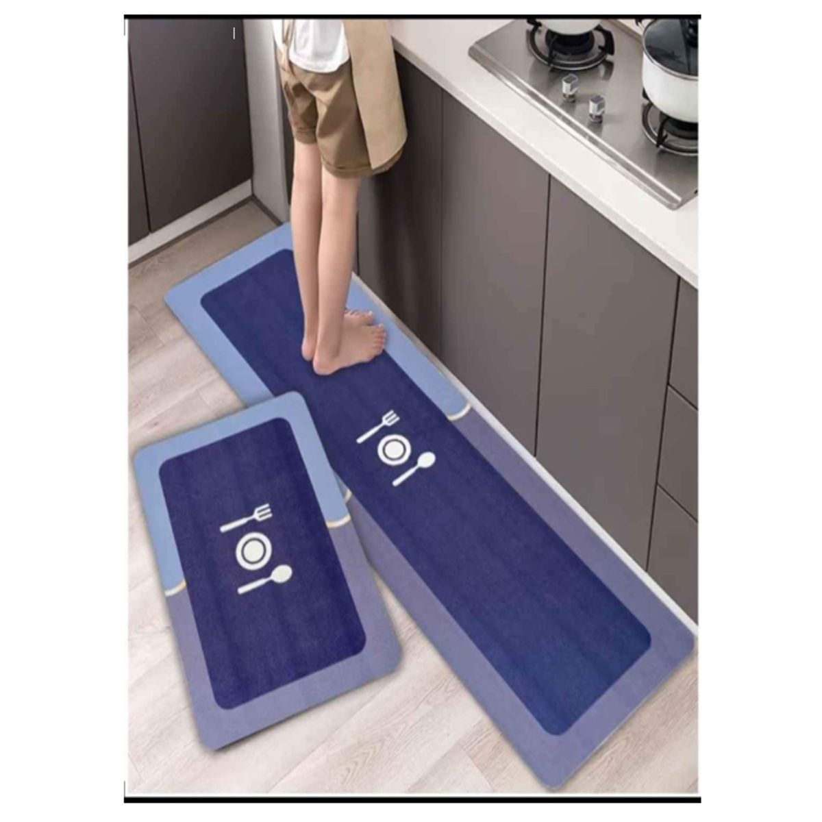 GENERICO - Set de 2 Alfombra Antideslizante Piso de Cocina