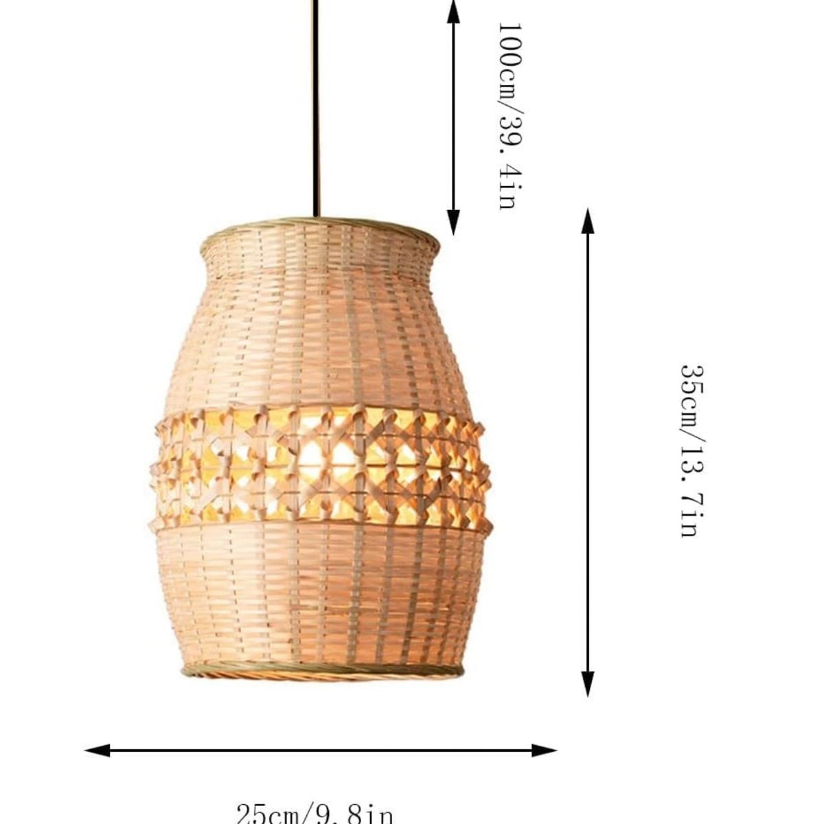 GENERICO - Lampara colgante de Ratán con Forma De Jarrón