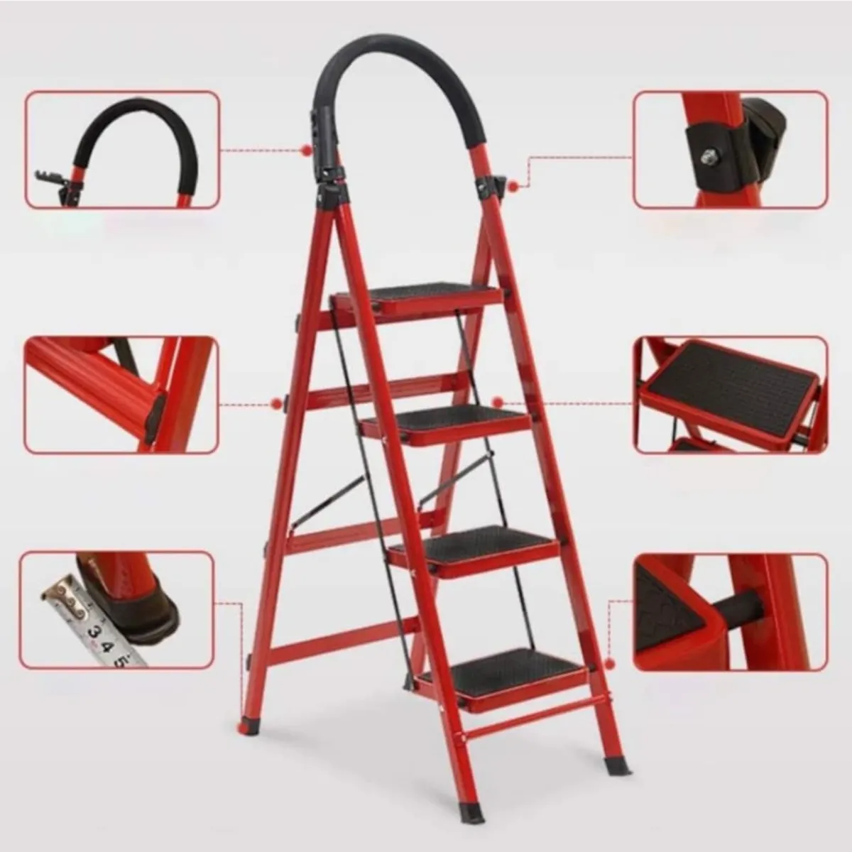 GENERICO - Escalera Tijera Plegable de 4 Escalones Multifunción Soporte Seguro