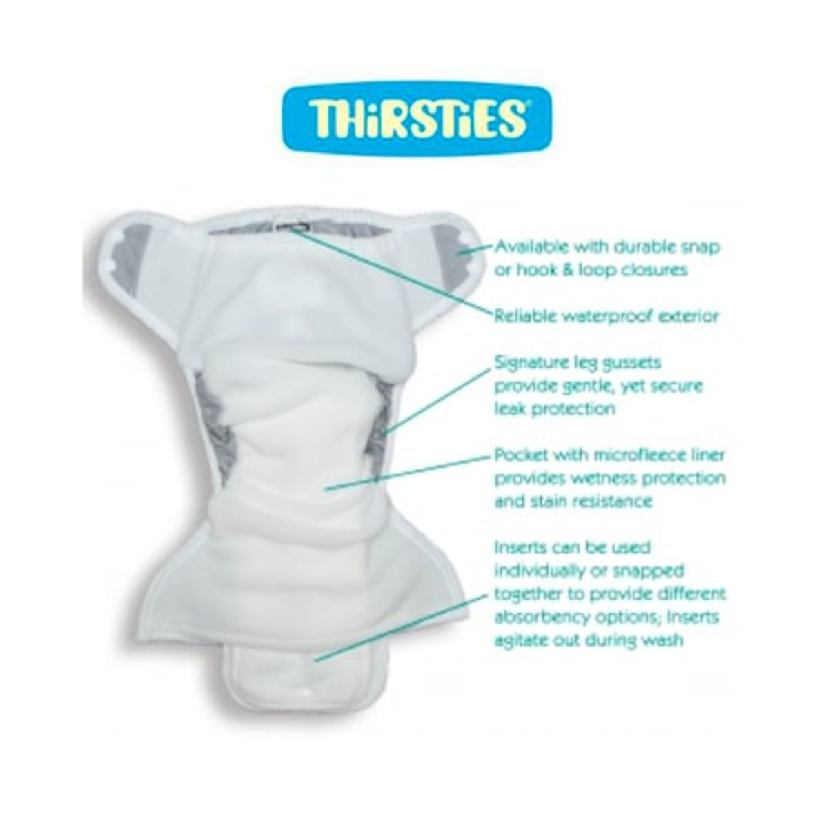 GENERICO - Pañal de Tela Snap Pocket Microfleece Marca Thirsties