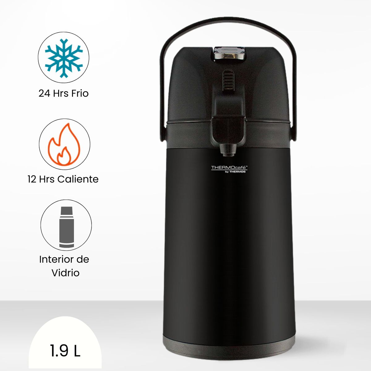 THERMOS - Termo Sifón Lever Cromado 1.90l Negro