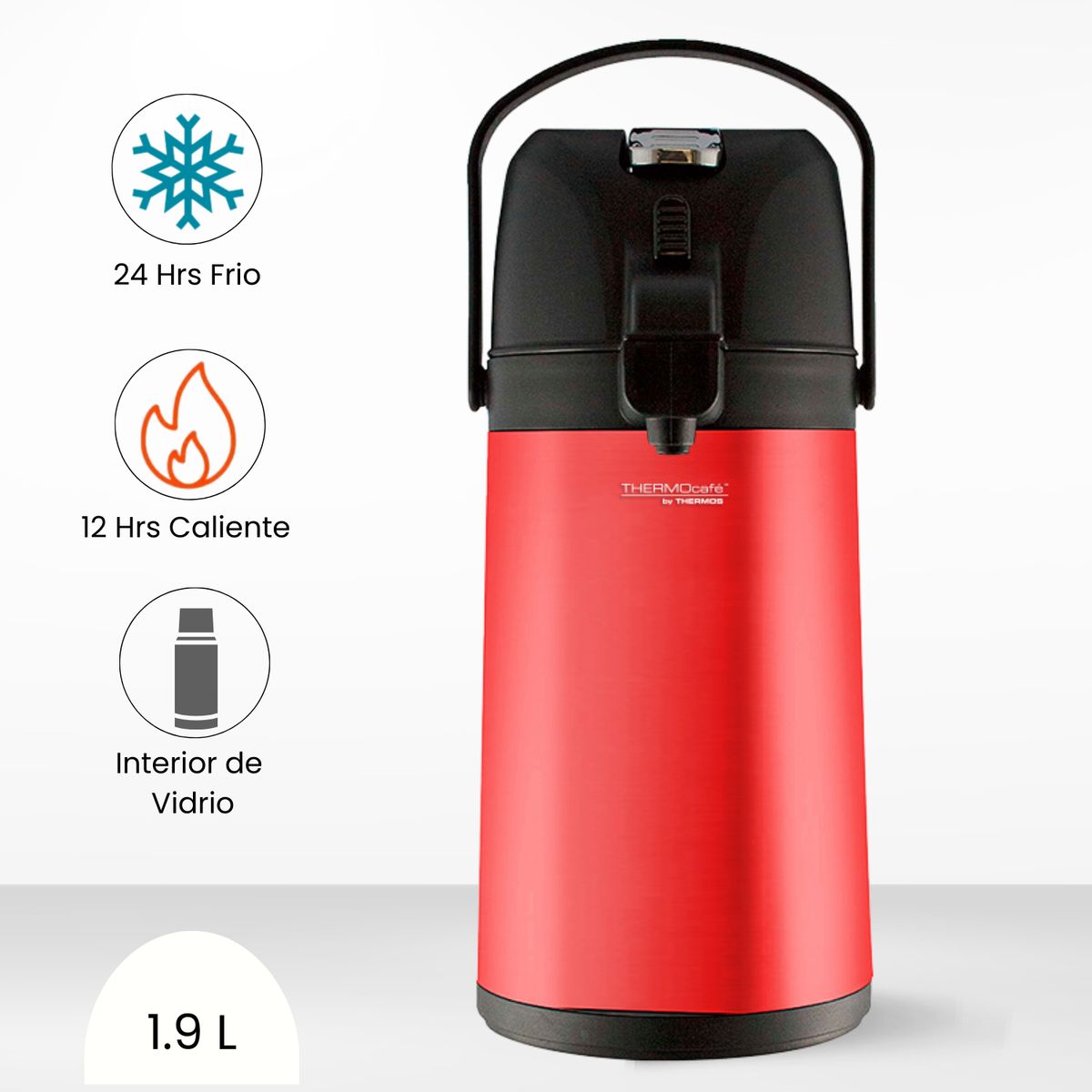 THERMOS - Termo Sifón Lever Cromado 1.90l Rojo
