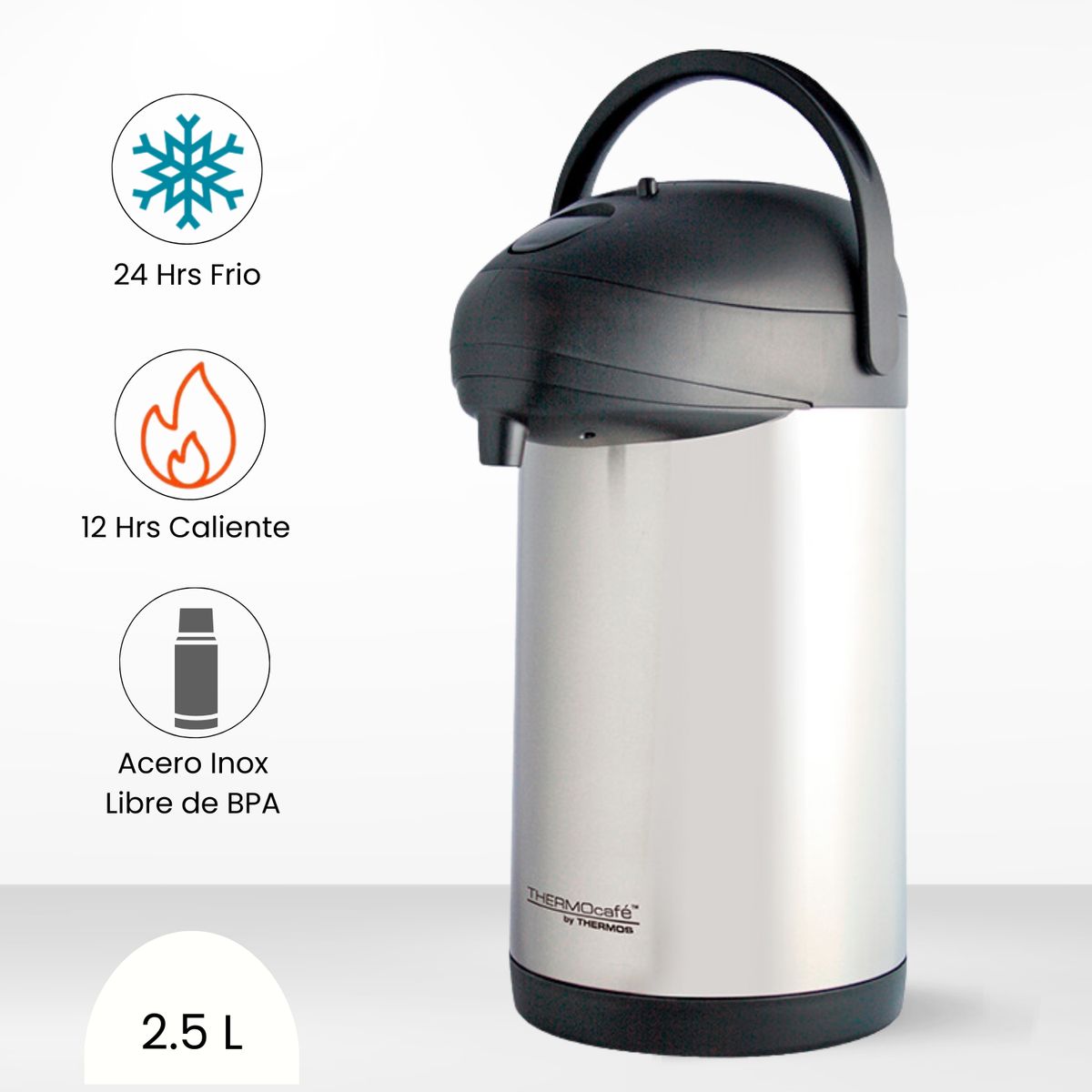 THERMOS - Termo Sifón Air Pump Pot - Acero 2.50l Gris