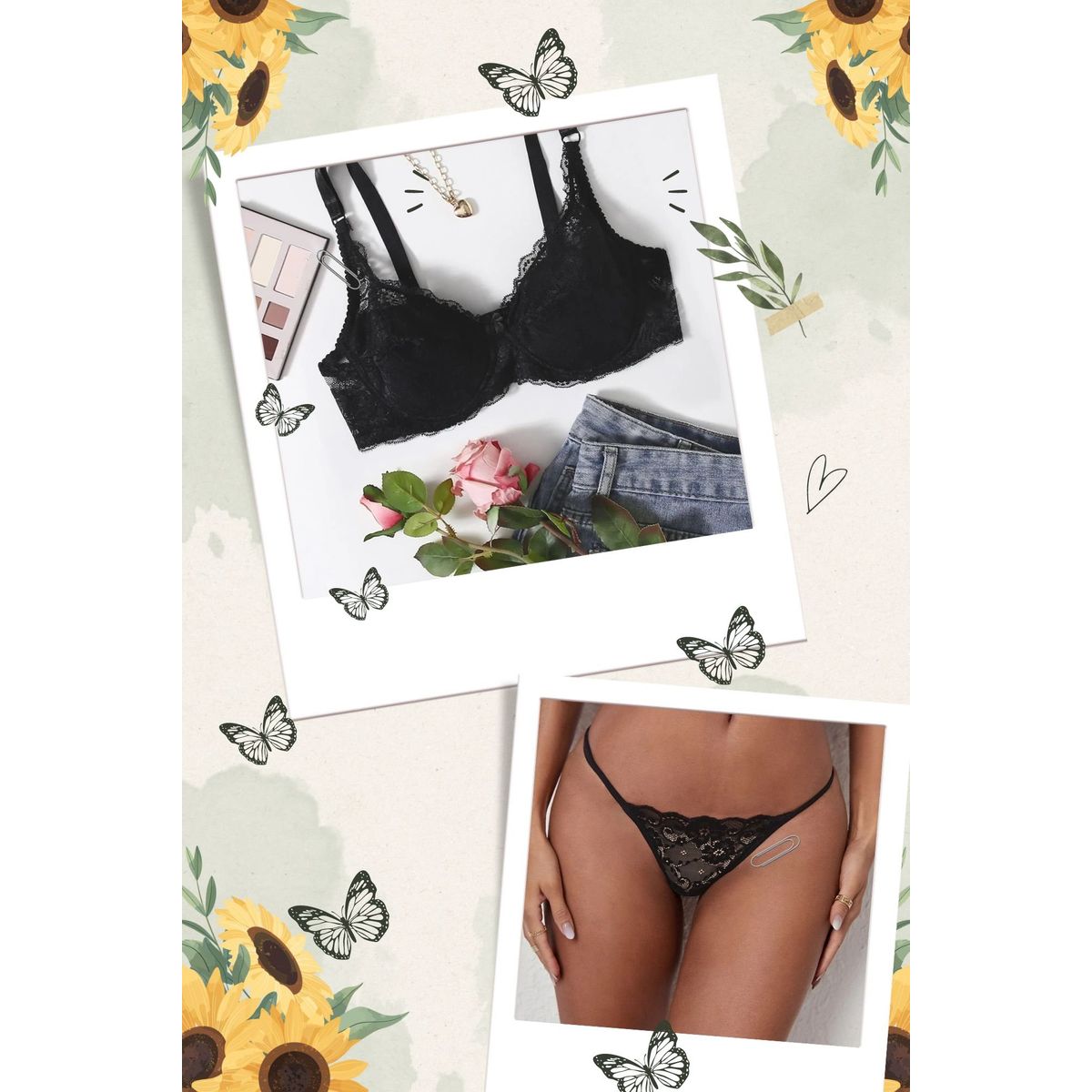 GENERICO - LENCERIA NEGRO LOLITAS CONJUNTO GRETA