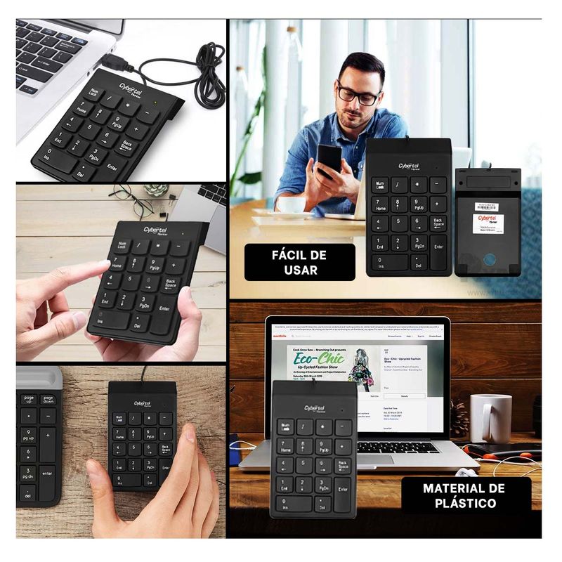RYBIU IMPORT - Teclado Numerico Cybertel Hunter en Color Negro