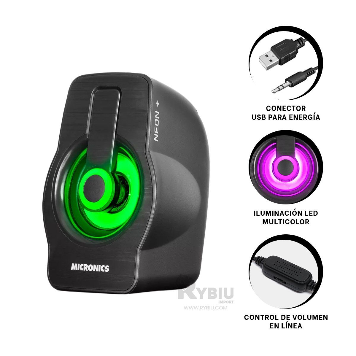 RYBIU IMPORT - Altavos de Fiesta MIC S327 Negro Y+Regalo Ligas para Peinar