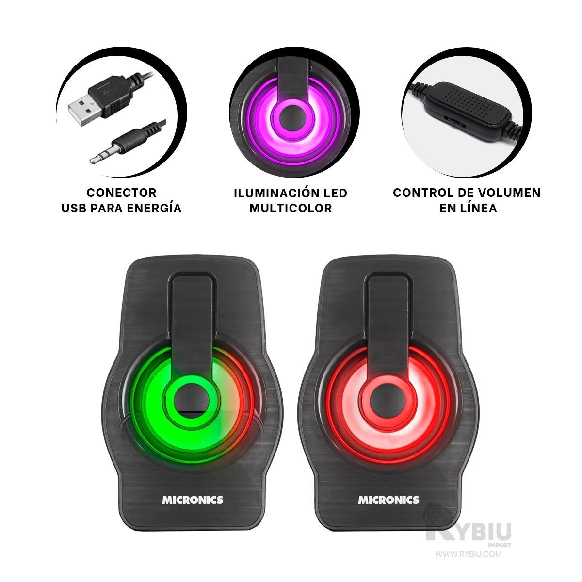 RYBIU IMPORT - Bocina Buena Micronics MIC S327 Negro Y+Envoltorio de Regalo