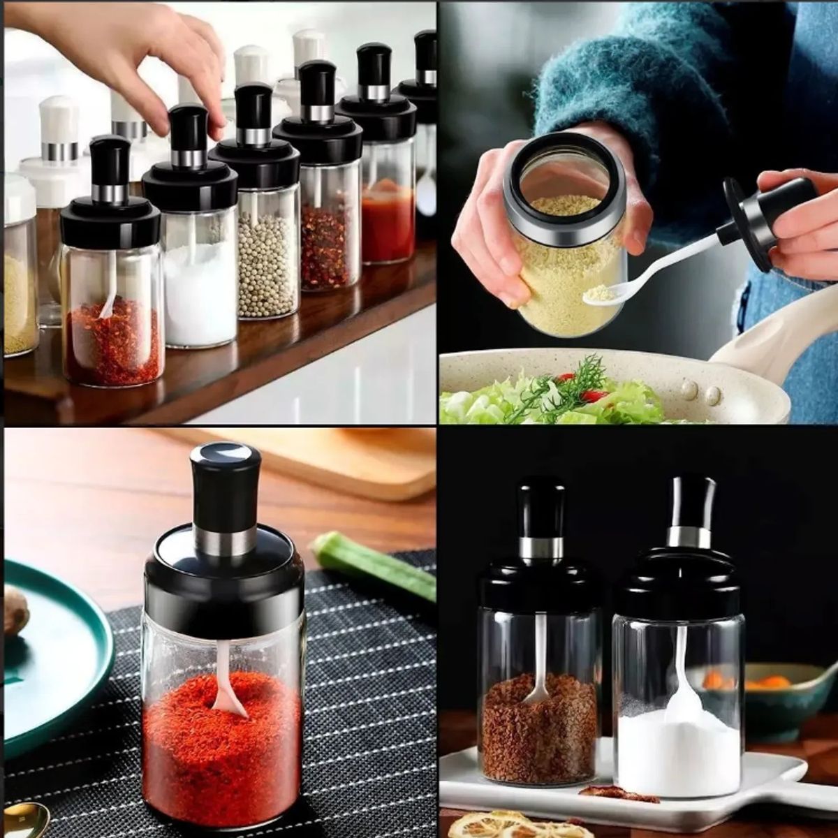 INSPIRA MARKET - Set x 5 Condimenteros especieros con cucharita mielero