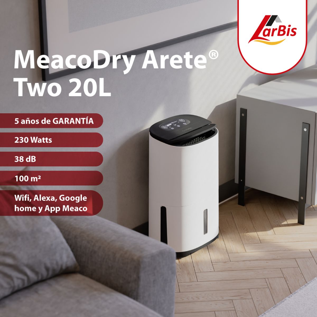 MEACO - Deshumedecedor MeacoDry Arete Two 20L - Purificador de Aire