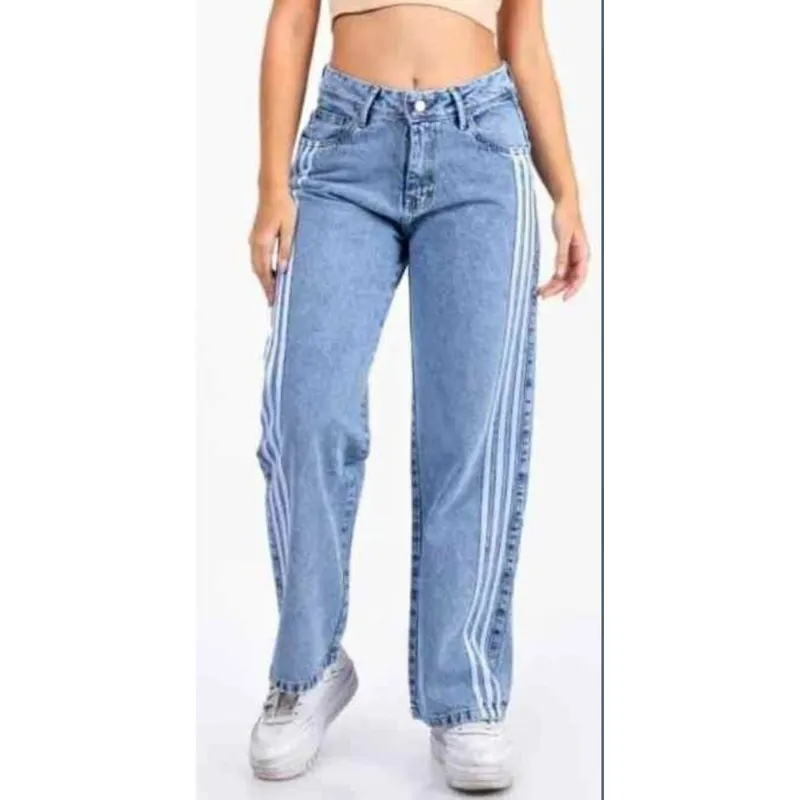 GENERICO - PANTALON BAGGY JEAN CON RAYAS