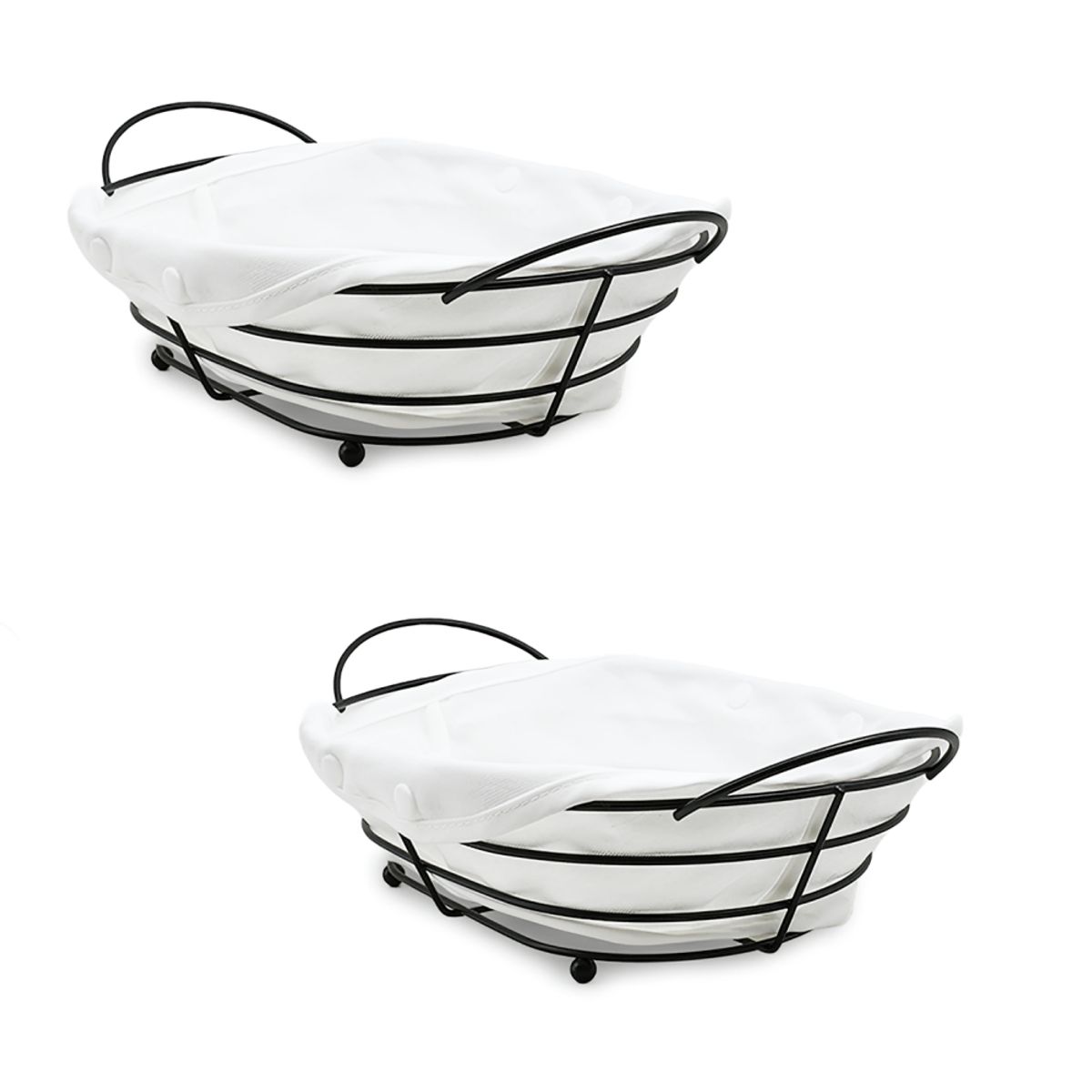 GENERICO - PACK x2 Paneras Ovaladas de Metal con tela cesta