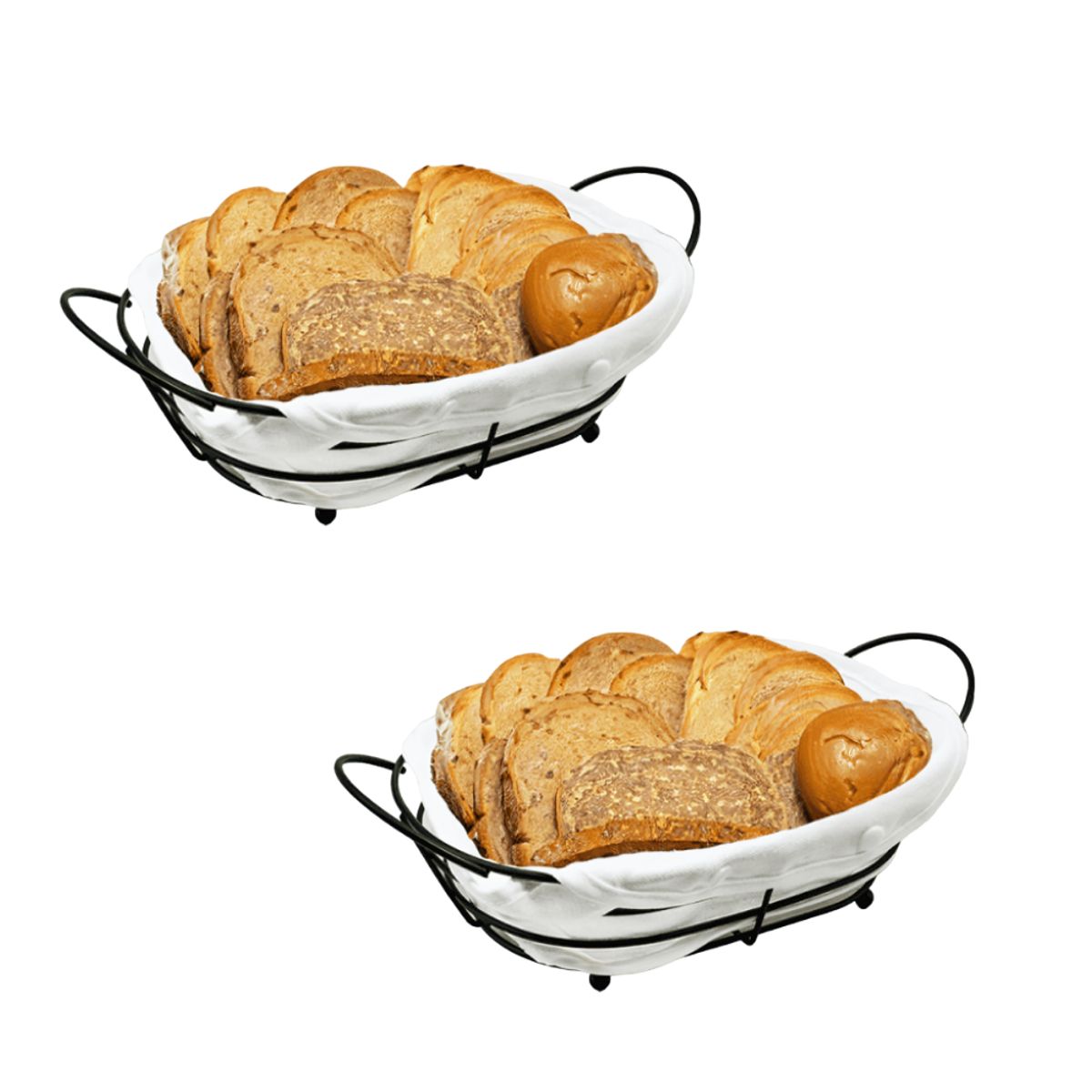 GENERICO - Set x2 Paneras Cestas Ovaladas de Metal y tela