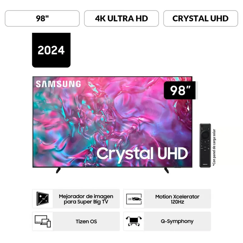 SAMSUNG - Televisor Samsung 98"  Crystal UHD 4K Tizen Os Smart Tv UN98DU9000GXPE (2024)