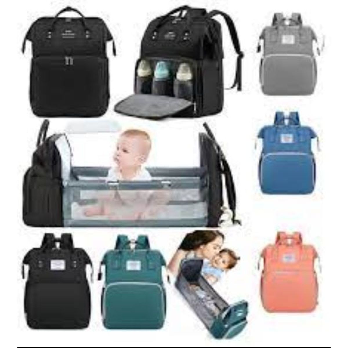 GENERICO - Mochila pañalera cambiador multifuncional  color al azar