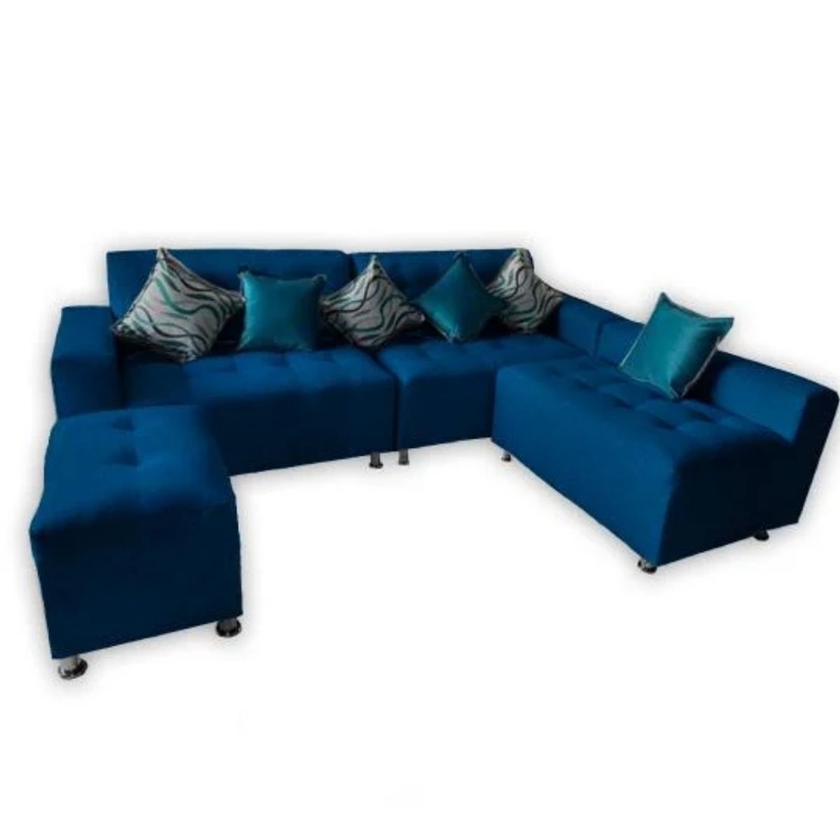 TODO SOBRE HOGAR - Sofá Seccional París 3 cuerpos + puff - Azul Oscuro