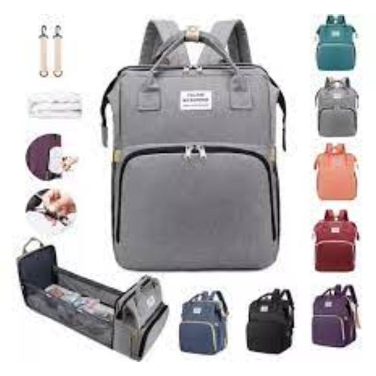 GENERICO - Mochila pañalera cambiador multifuncional  color al azar