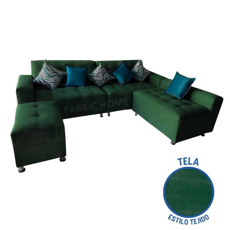 GENERICO - Sofá Seccional París 3 cuerpos + puff - Verde