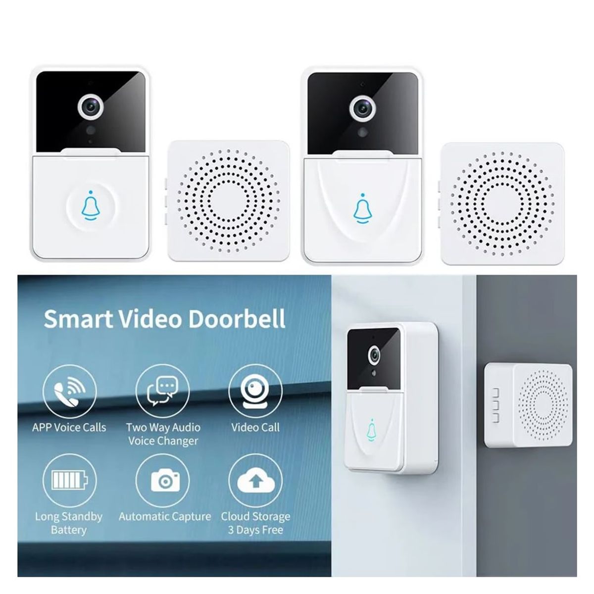 GENERICO - Cámara de Seguridad para Puerta Intercomunicador Inalámbrico HD WiFi