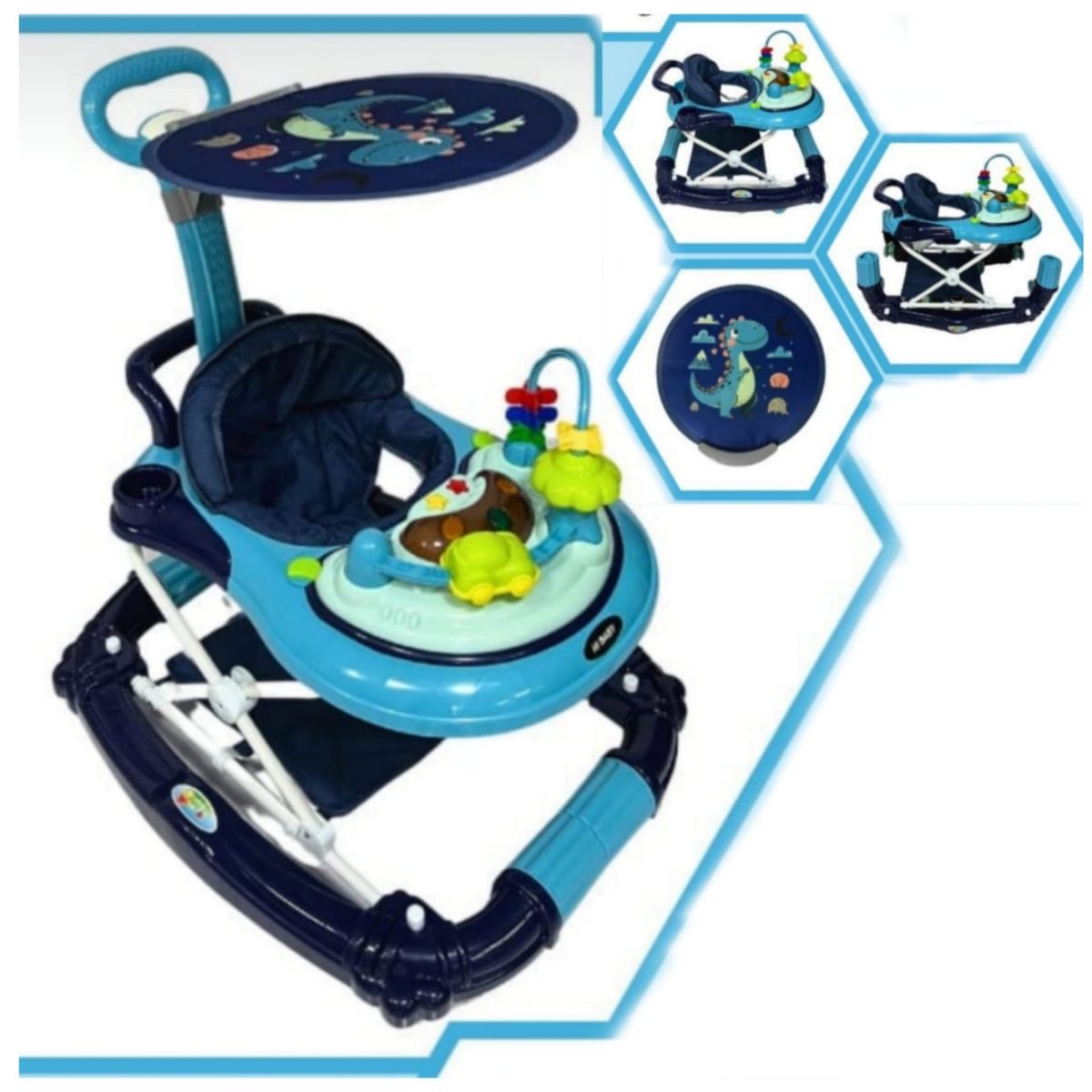 HI BABY - Andador Caminador y Mecedora Para Bebes Sombrilla AZUL