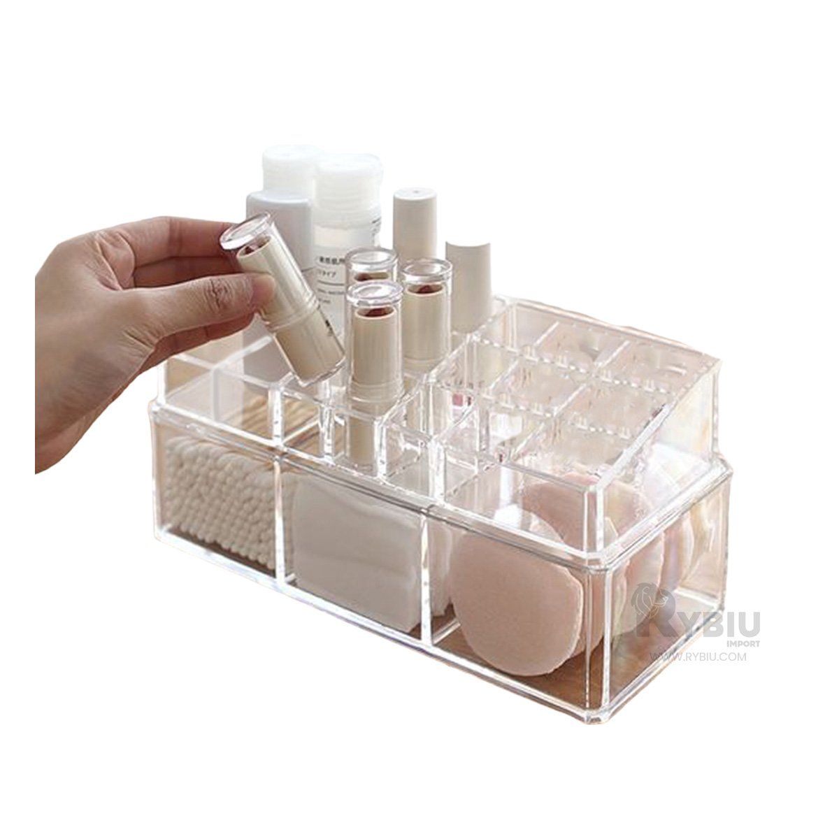 RYBIU IMPORT - Caja de Uso Facil de Acrilico Transparente Y+Regalo Stickers