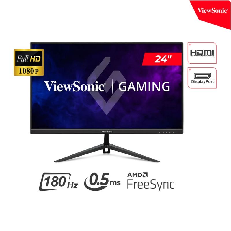 VIEWSONIC - MONITOR GAMER VIEWSONIC VX2428A 24″ FHD IPS 180Hz 050ms 1x HDMI 1x DP