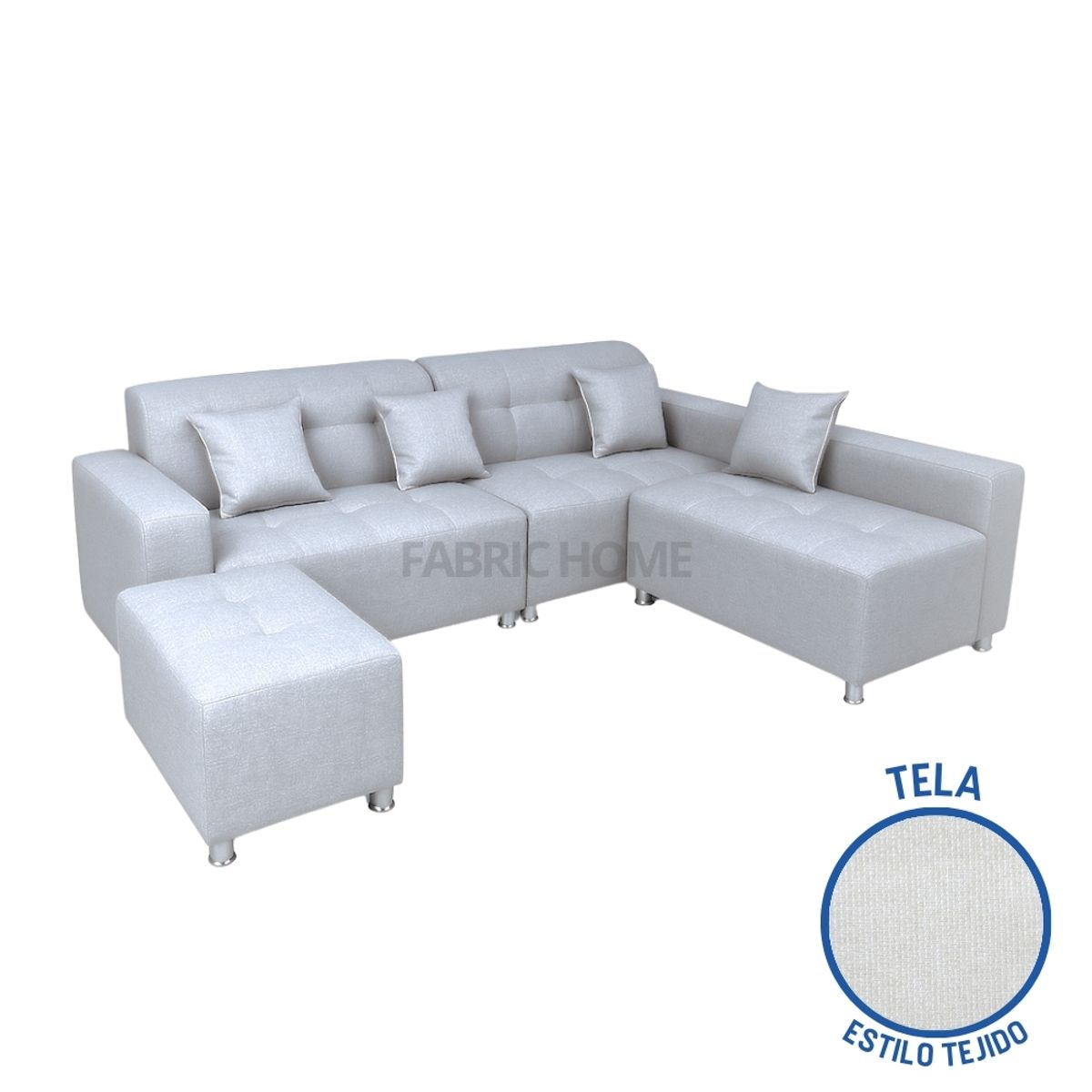GENERICO - Sofá Seccional París 3 cuerpos + puff - Blanco