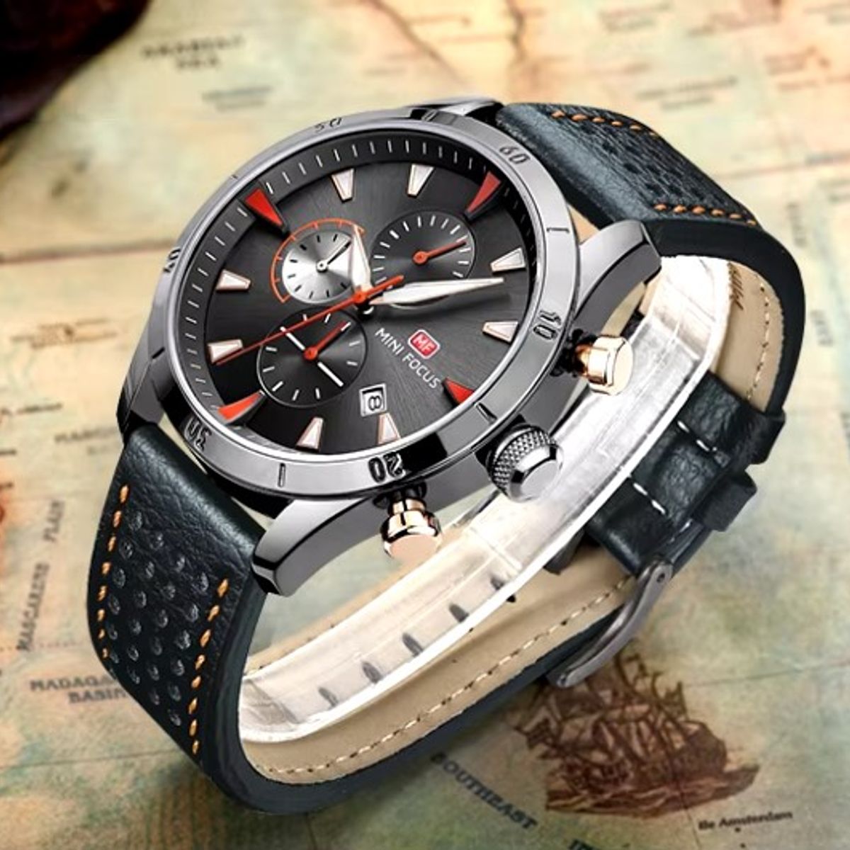 MINI FOCUS - Reloj Análogo Mini Focus MF0011G Cronógrafo Resistente al agua