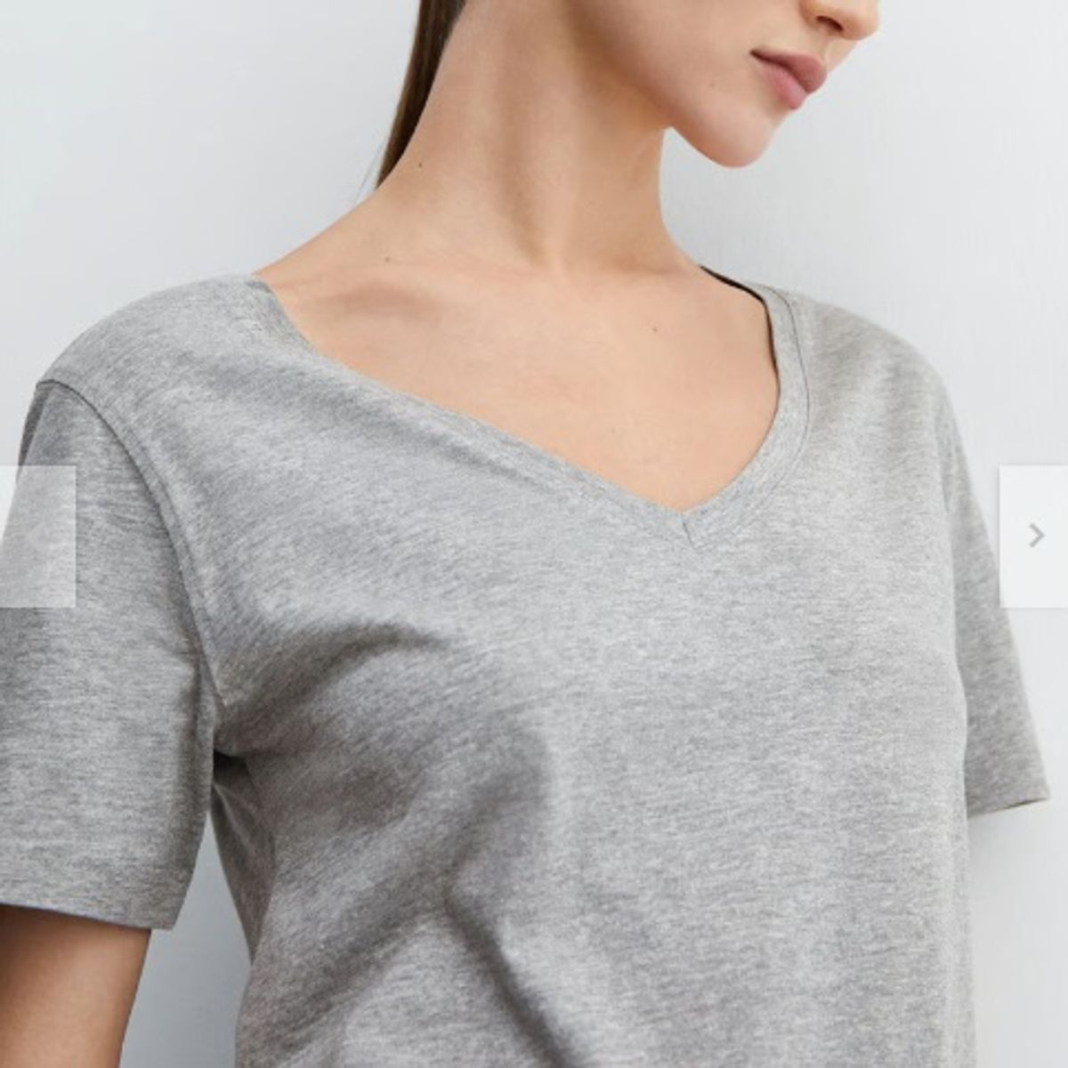 GENERICO - Polo Algodón M Gris Manga Corta Mujer Cuello V