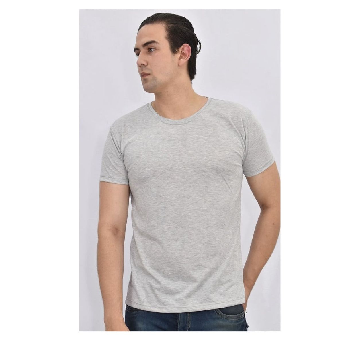 OTTOWARE - Polo Básico para Hombre Cuello Redondo Gris