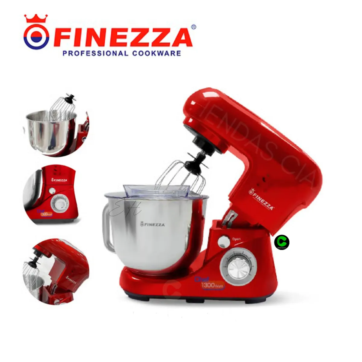 FINEZZA - Batidora Orbital 1300W FZ-6822B 6 Velocidades Finezza ROJO