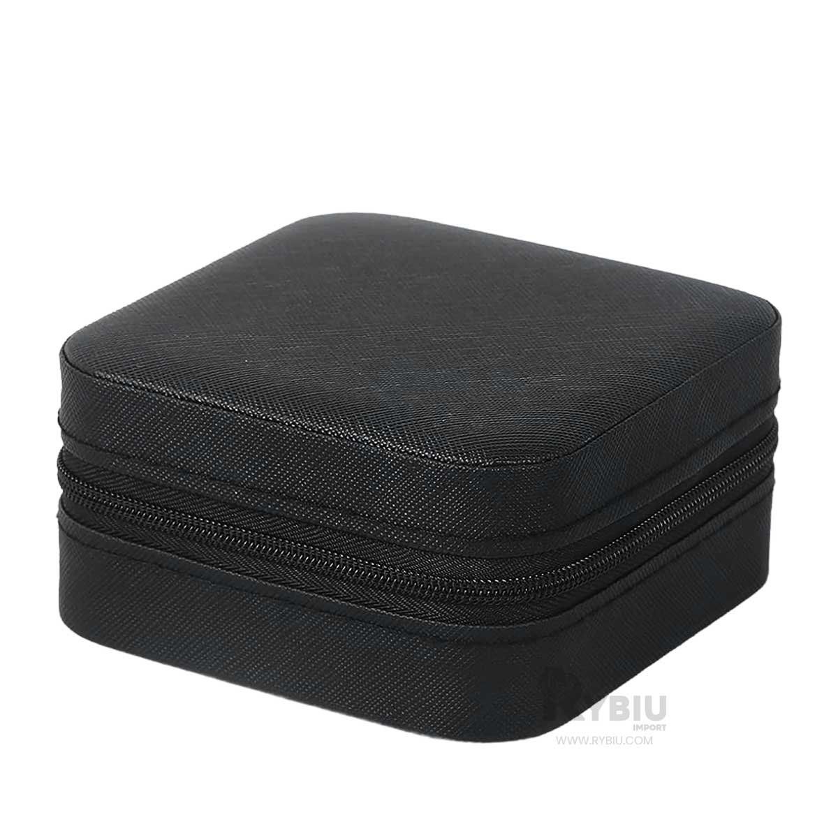 RYBIU IMPORT - Cofre de Cuero para Joyas Negro Y+Stickers