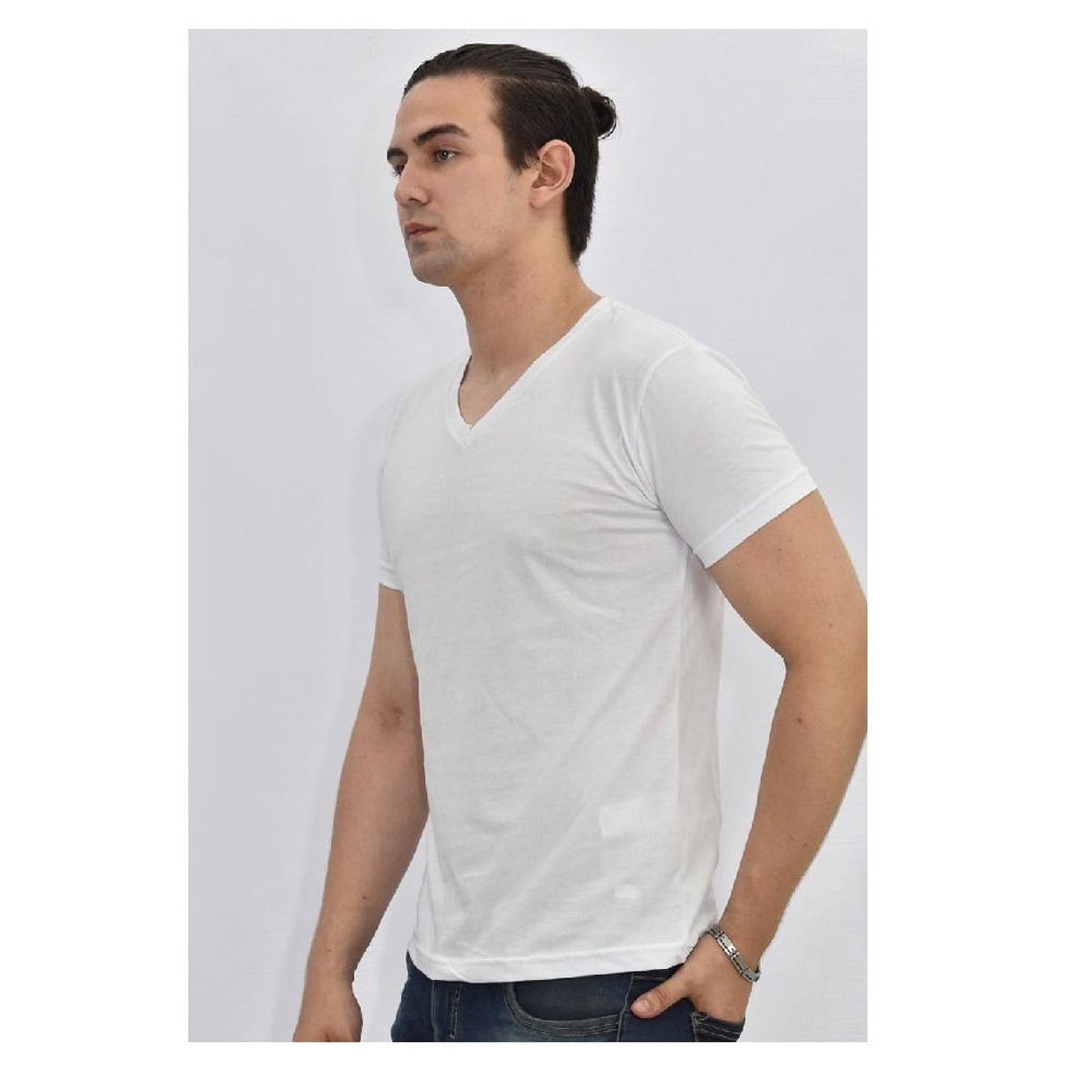 OTTOWARE - Polo Básico para Hombre cuello en V blanco